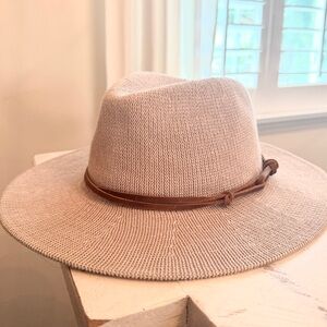Anthropologie Beige Fedora with Brown Band